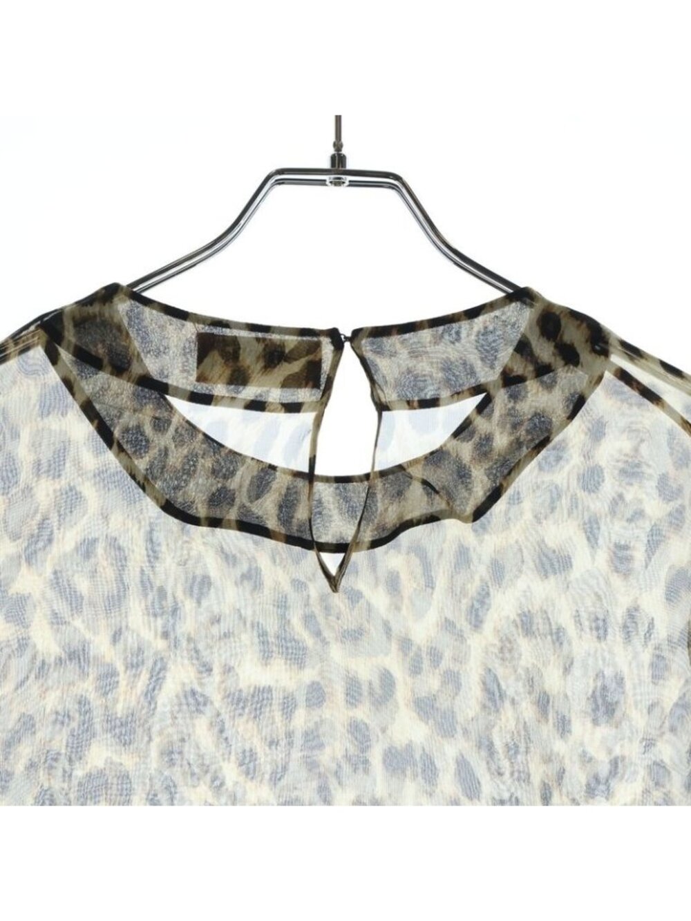 Celine Leopard All Over Pattern Silk Sheath Top Brown - Picture 4 of 8